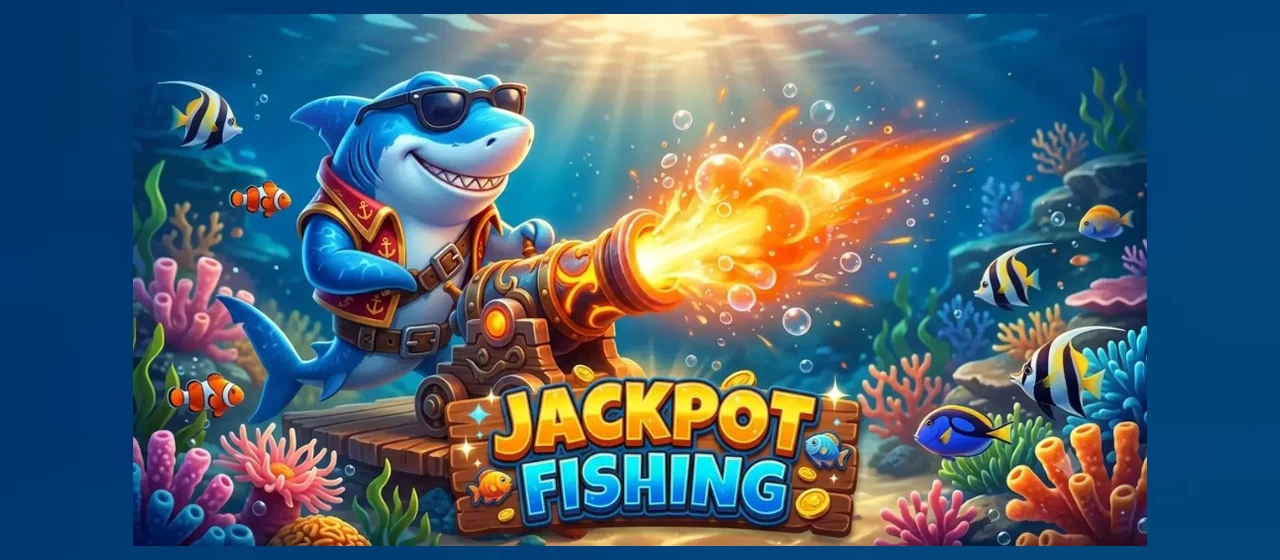 Jackpot Fishing: Jackpot Fishing पेज पर चौथी जगह यह बैनर खेल का मुख्य दृश्य दिखाता है