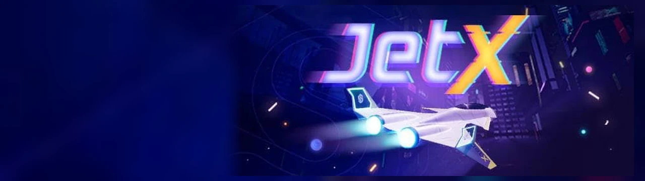 JetX: Jetx पेज पर दूसरी जगह यह बैनर खेल का मुख्य दृश्य दिखाता है