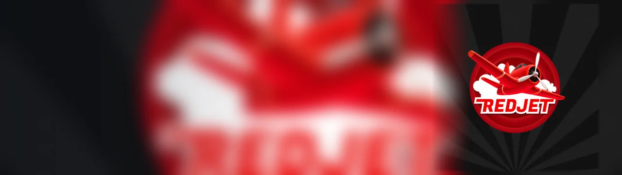 RedJet: काले धमाके पर लाल विमान और शब्दचिह्न दिखाता पहला बैनर