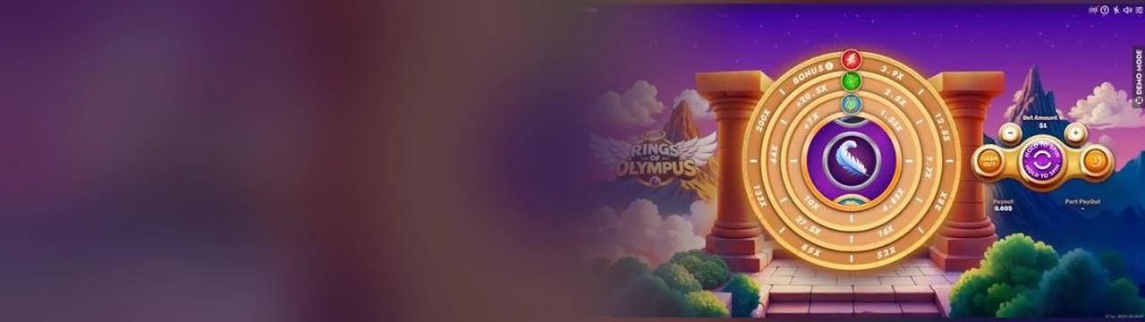 Rings of Olympus: Rings of Olympus पेज पर तीसरी जगह यह बैनर खेल का मुख्य दृश्य दिखाता है