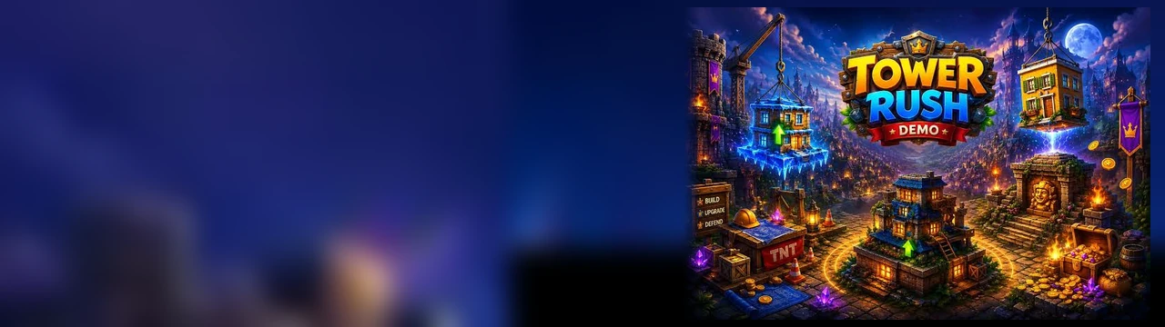 Tower Rush: Tower Rush पेज पर दूसरी जगह यह बैनर खेल का मुख्य दृश्य दिखाता है